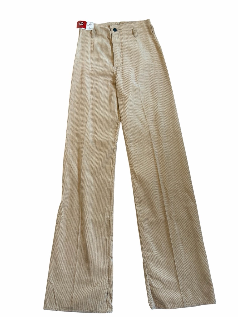 Wide-Leg Corduroy Pants in Light Tan